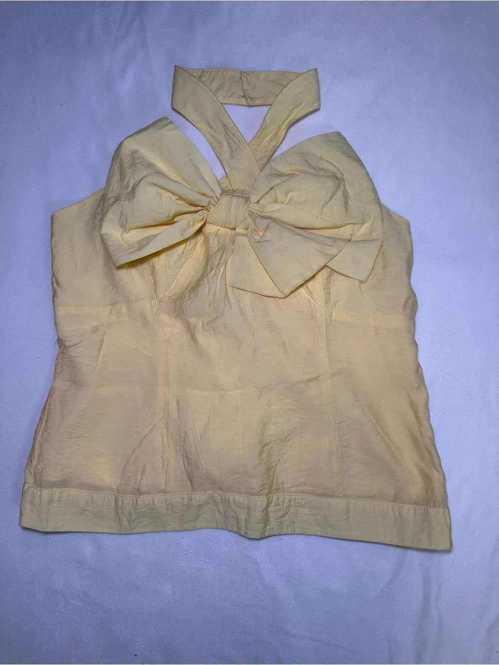 Esley Yellow Bow Halter Top Size Medium Y2K Coquette